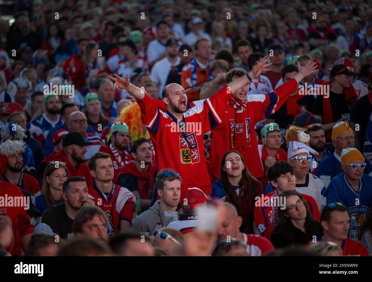 Prague, Czech Republic. 10th May, 2024. Fans in fan zone for the 2024 IIHF World Championship