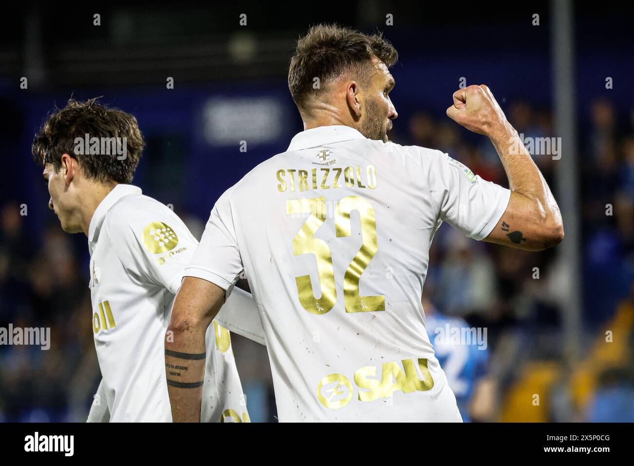Lecco, Italy. 10th May, 2024. Luca Strizzolo (Modena) celebrates after scoring the gol of 1-3 during Lecco 1912 vs Modena FC, Italian soccer Serie B match in Lecco, Italy, May 10 2024 Credit: Independent Photo Agency/Alamy Live News Stock Photo