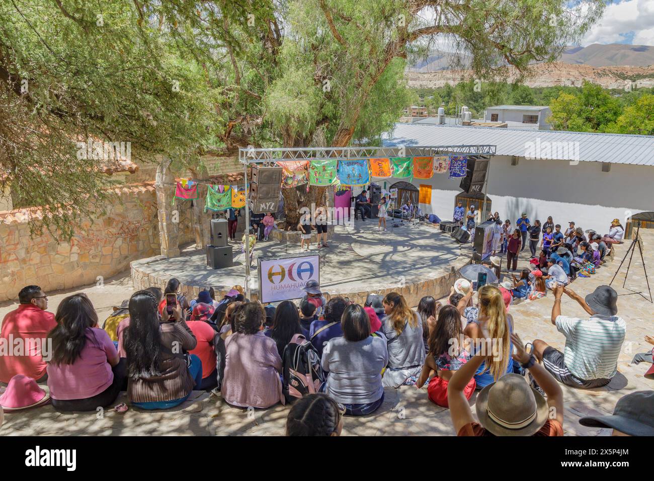 Jujuy, Argentina - January 25th 2024: Popular festival in an amphitheater in Humahuaca in the Argentine province of Jujuy. Stock Photo