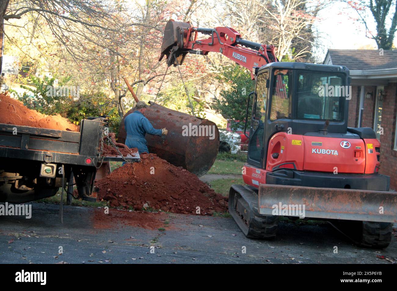 Removal of an old oil storage tank at a private property in Virginia, U