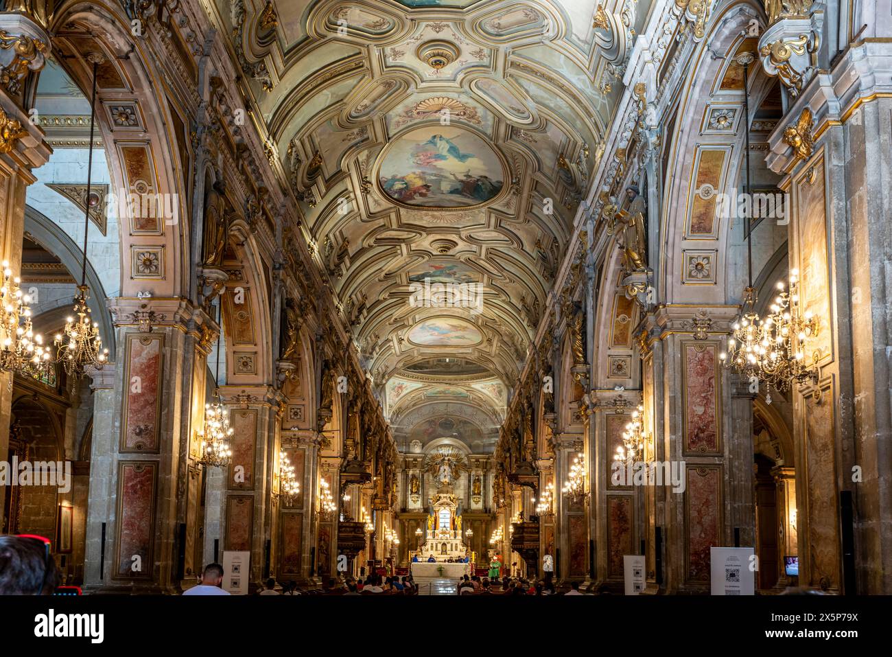The Interior of The Santiago Metropolitan Cathedral, Plaza de Armas,  Santiago, Chile. Stock Photo