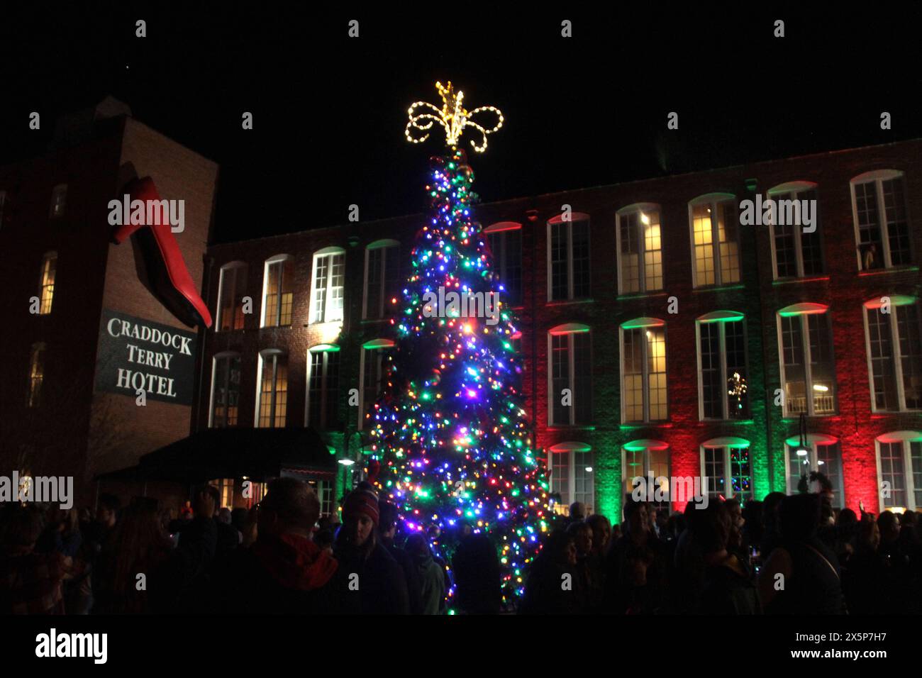 The lighting of the Christmas tree in downtown Lynchburg, VA, U.S.A