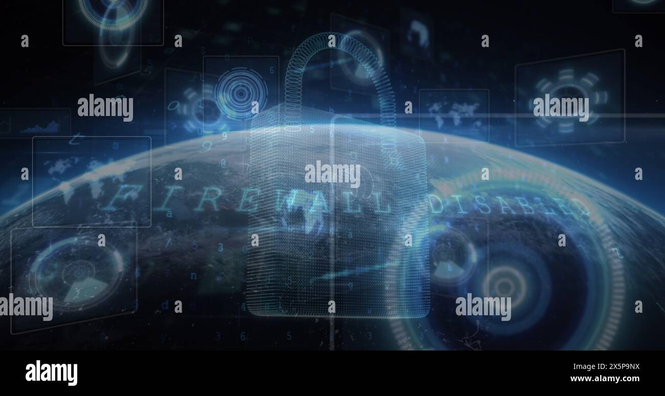 Image of data processing over globe Stock Photo