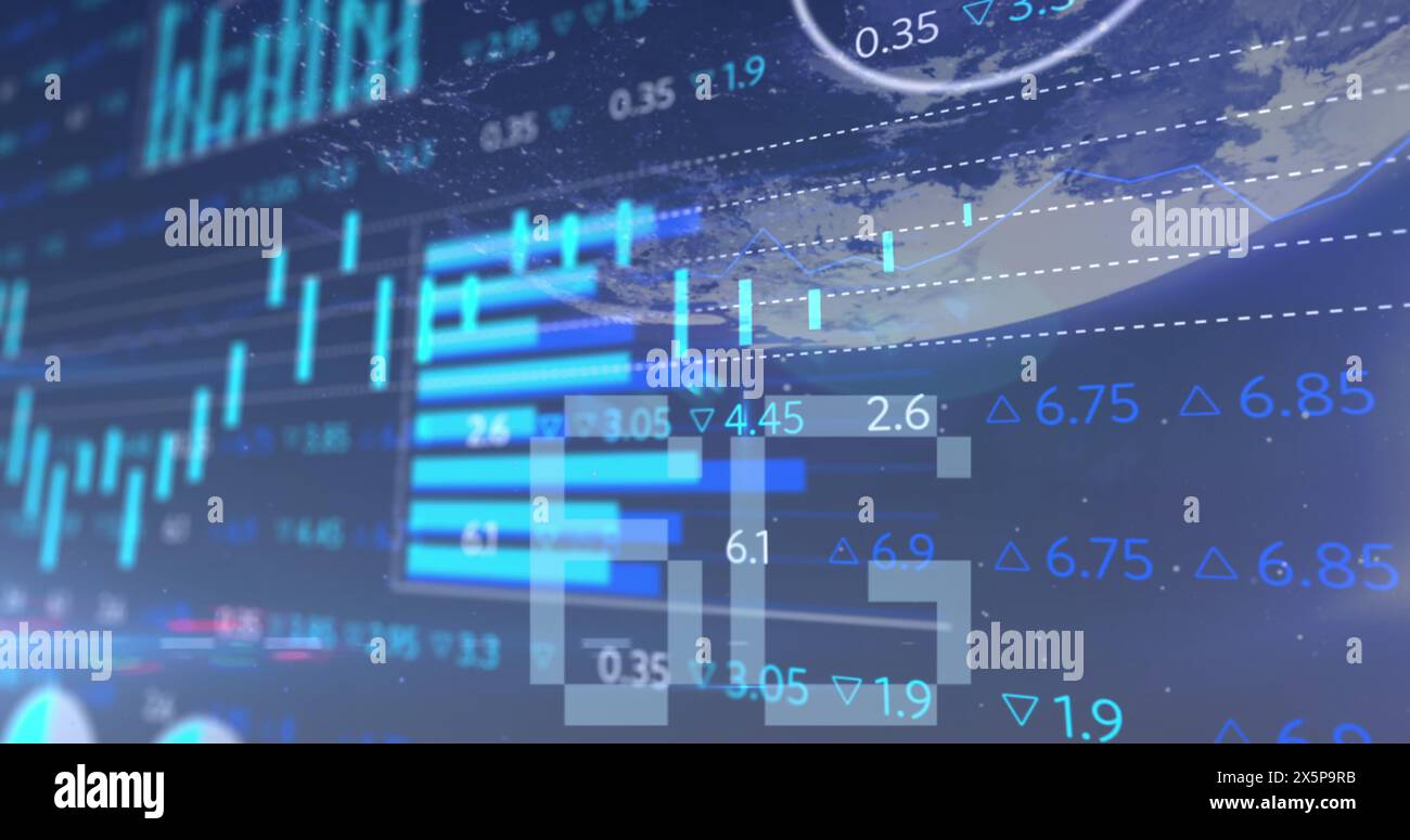 Image of data processing over 6g text Stock Photo