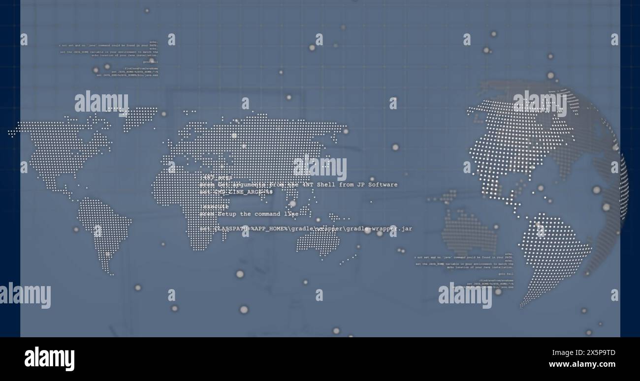 Image of data processing over globe and world map Stock Photo - Alamy