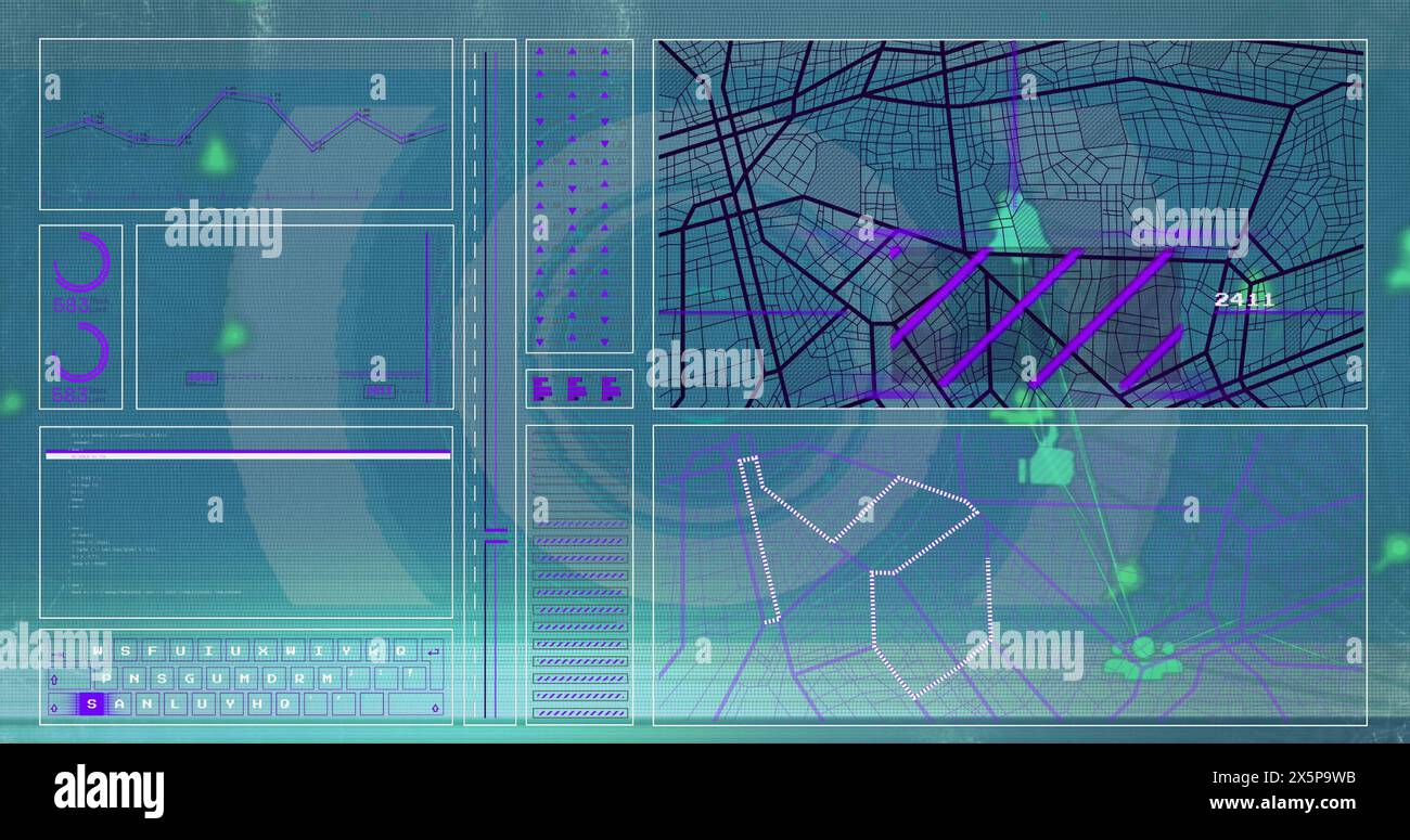 Image of data processing over blue background Stock Photo