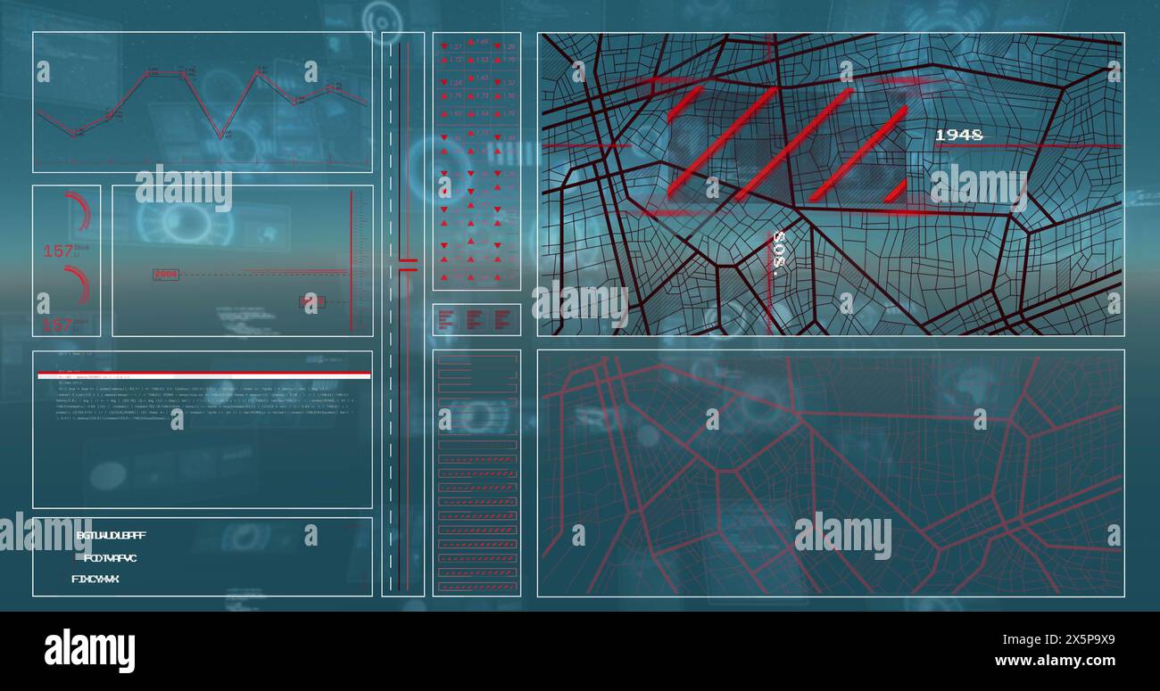 Image of data processing over blue background Stock Photo