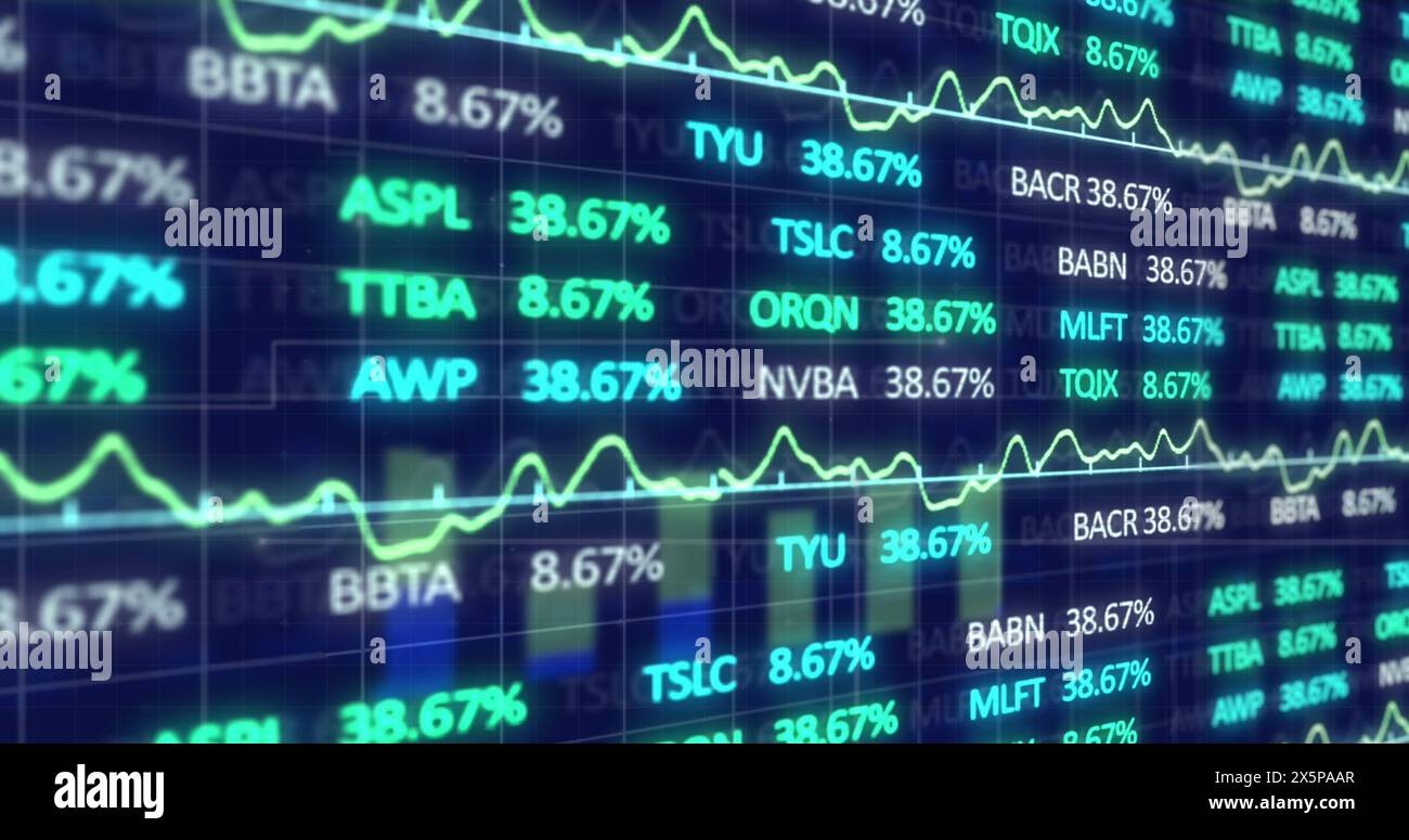 Image of data processing over blue background Stock Photo