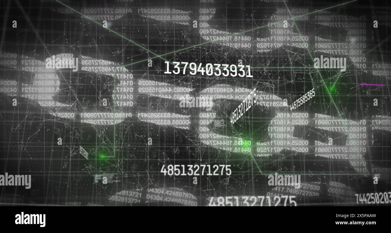Image of data processing over chains Stock Photo