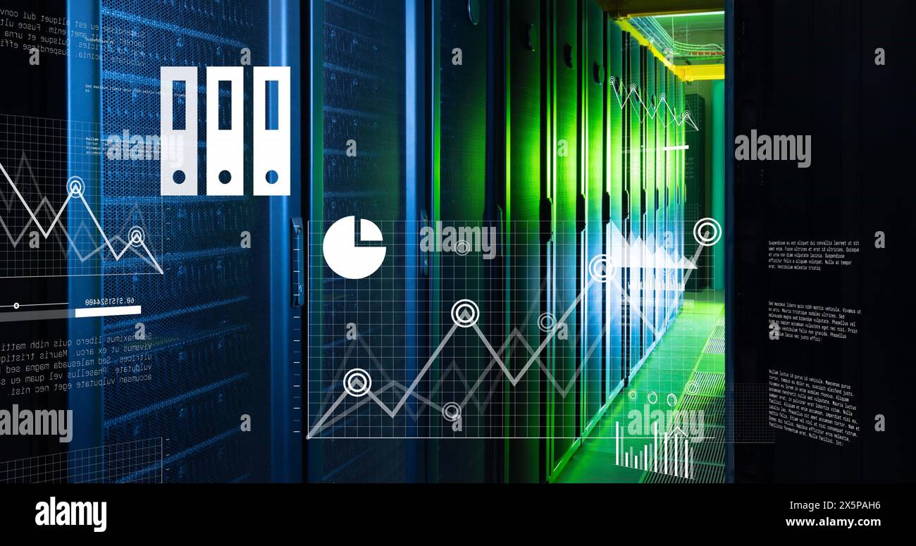 Image of data processing against computer server room Stock Photo - Alamy