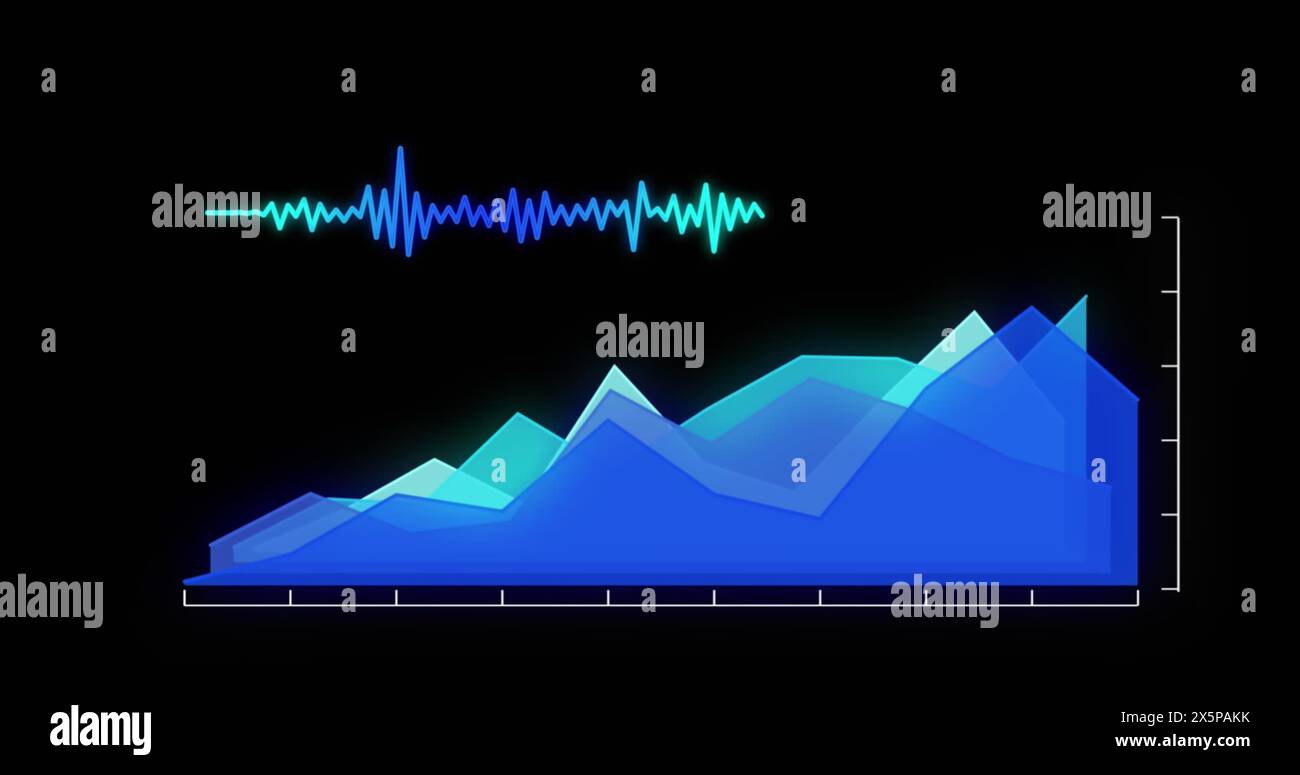 Image of statistical data processing against black background Stock Photo