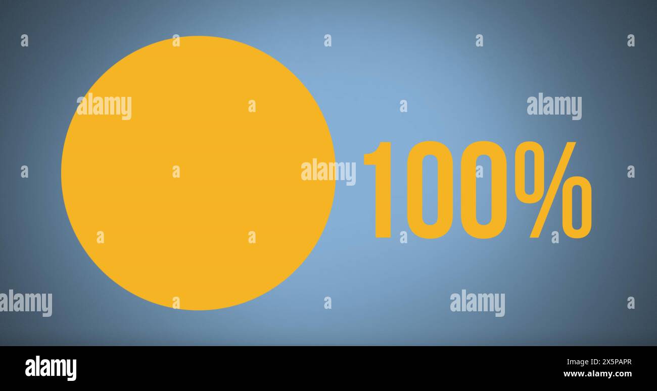 Image of pie char and percent data processing over blue background Stock Photo