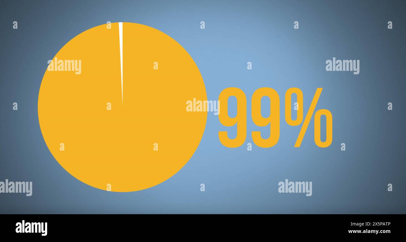 Image of pie char and percent data processing over blue background Stock Photo
