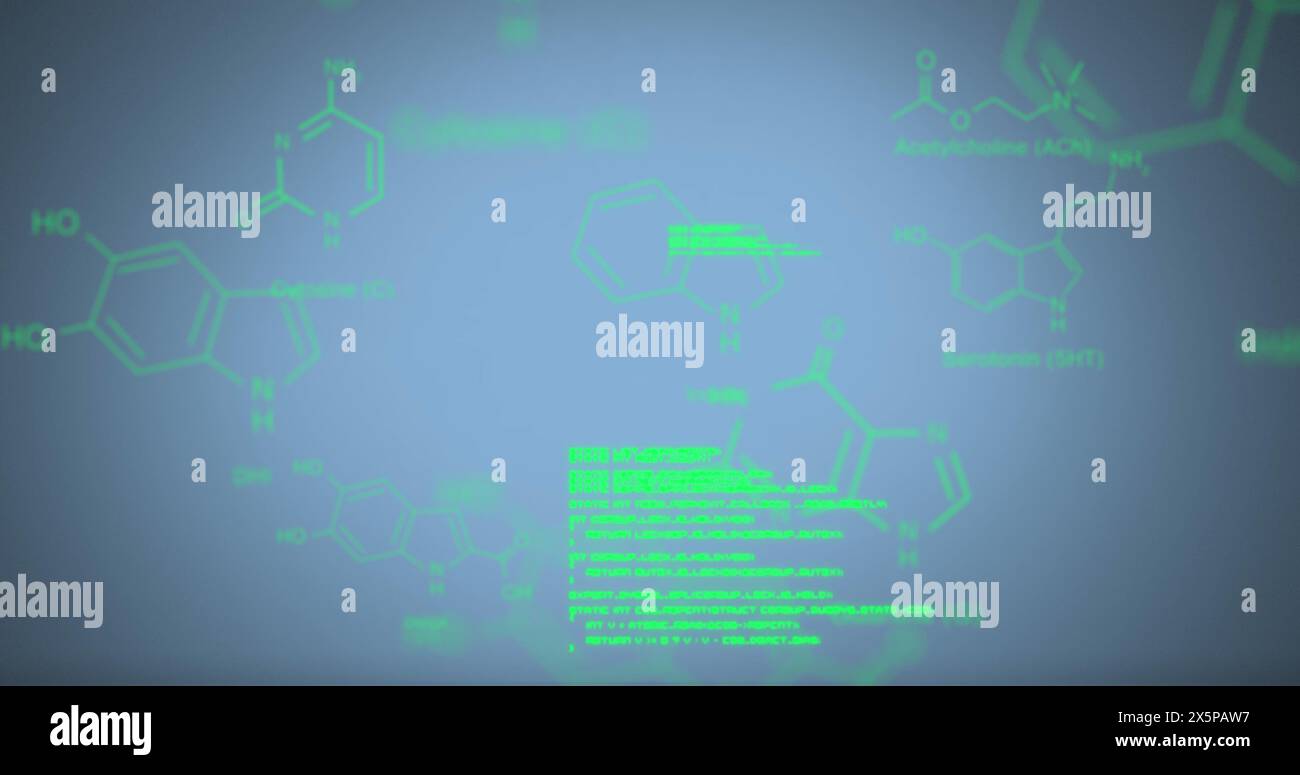 Image of scientific data processing over blue background Stock Photo