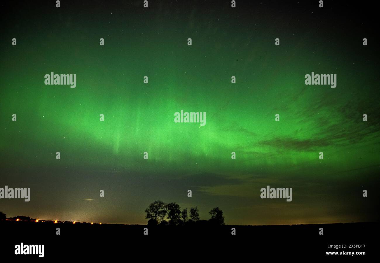 Bingham, Nottinghamshire, UK. 10th May, 2024.  The aurora borealis, also known as the northern lights, put on a show over Bingham, Nottingham. Neil Squires/Alamy Live News Stock Photo