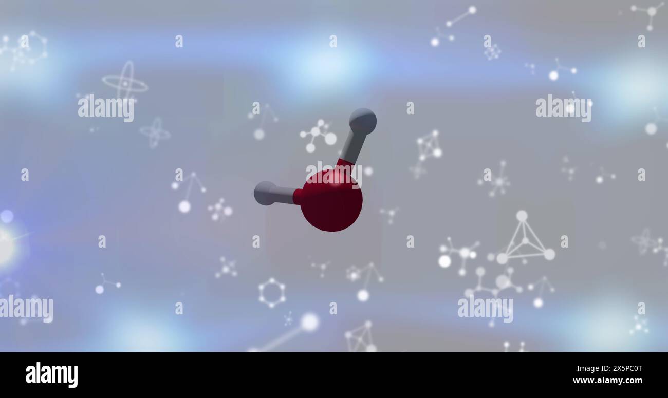 Image of data processing and molecules on blurred background Stock Photo