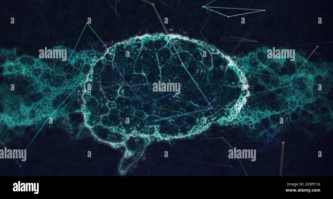 Animation data processing globe brain hi-res stock photography and ...