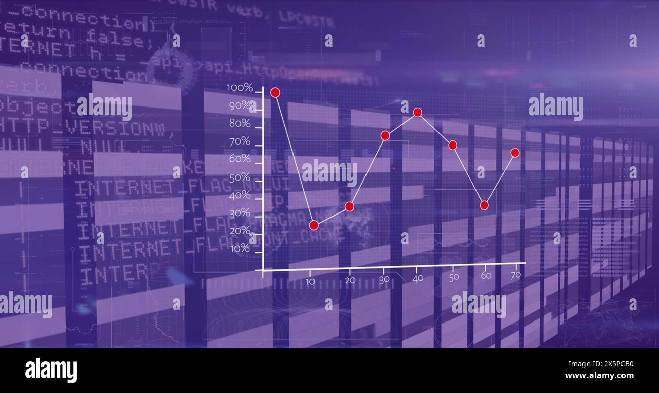 Image of data processing over lines Stock Photo