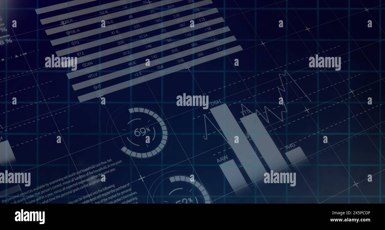 Image of scope scanning over data processing Stock Photo