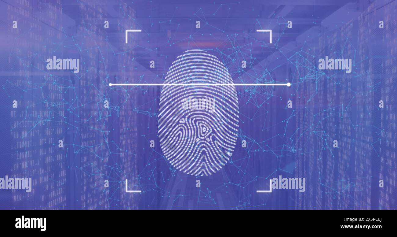 Image of fingerprint over server room Stock Photo - Alamy