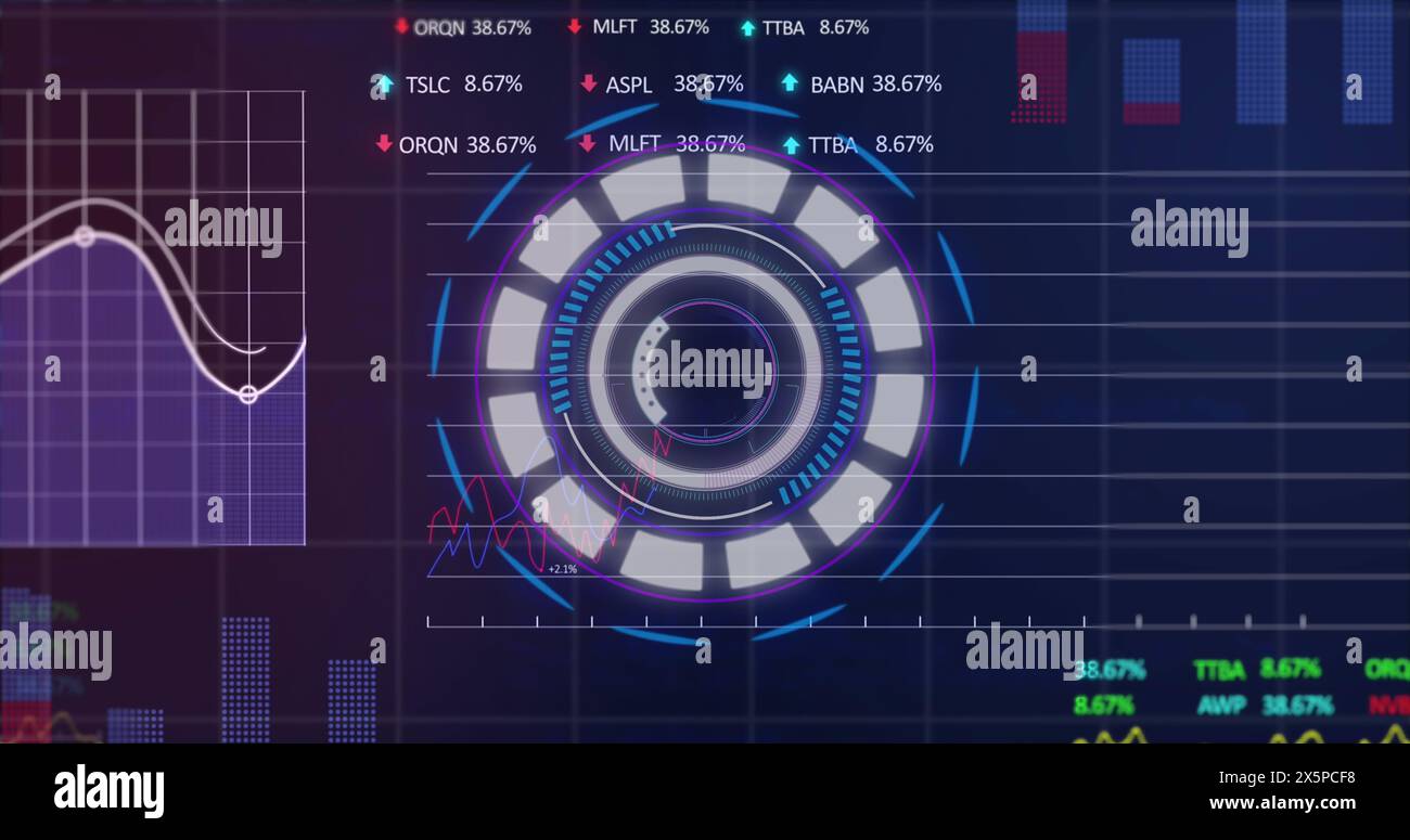 Image of scope and financial data processing Stock Photo