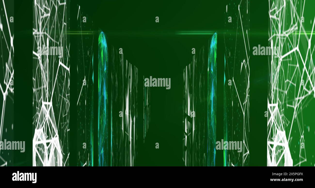 Image of data processing over green background Stock Photo