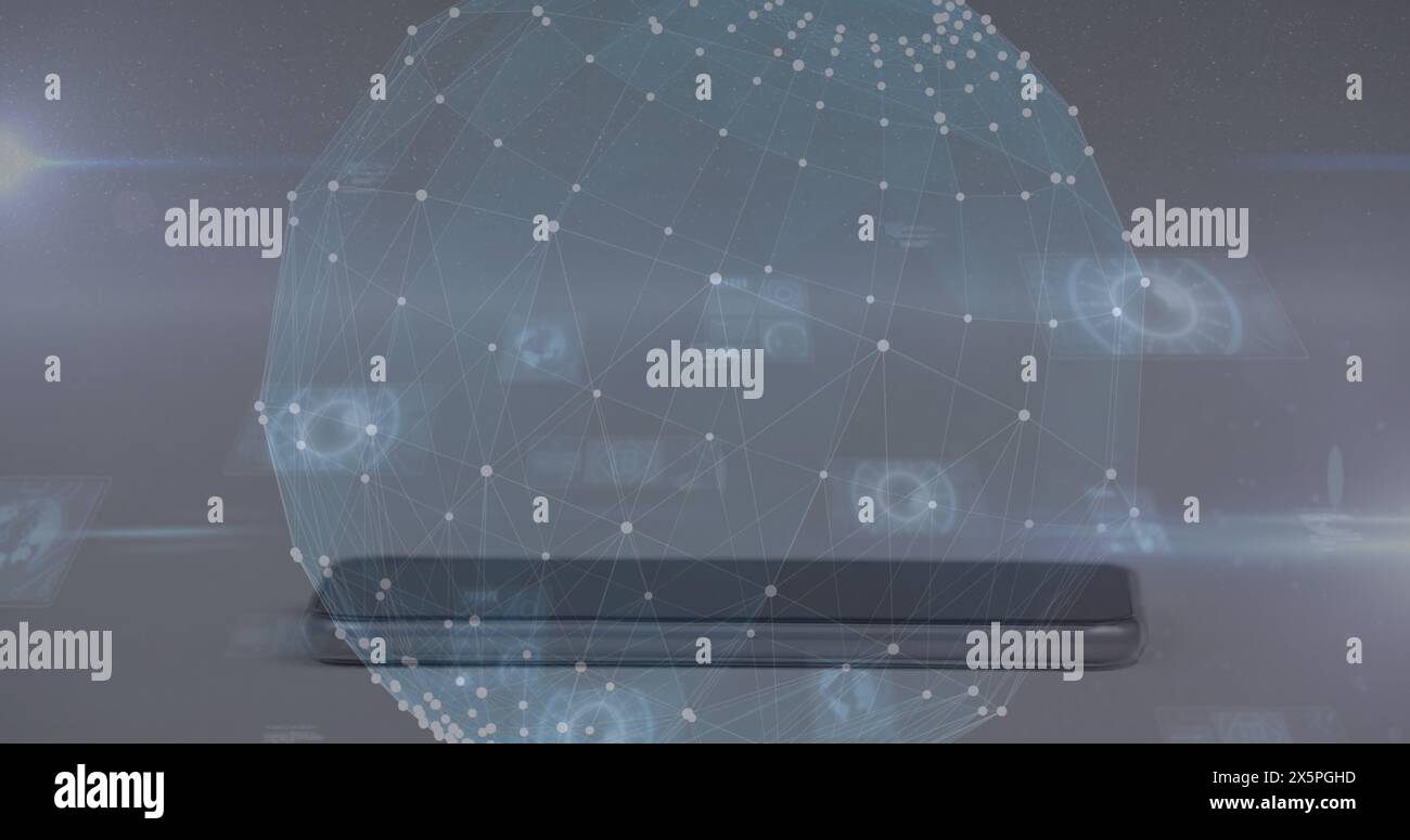 Image of data processing over smartphone Stock Photo