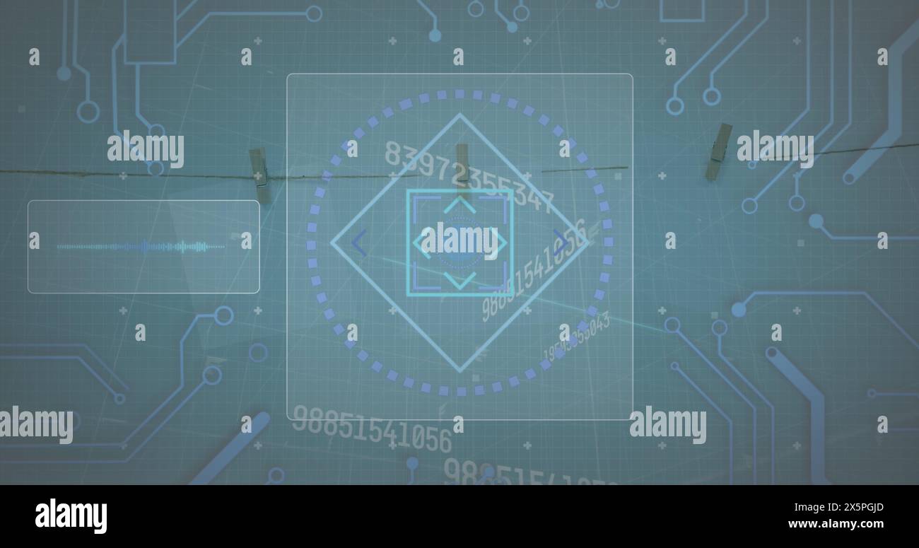 Background Grey Interface Image of digital interface and processing socket over grey background ...