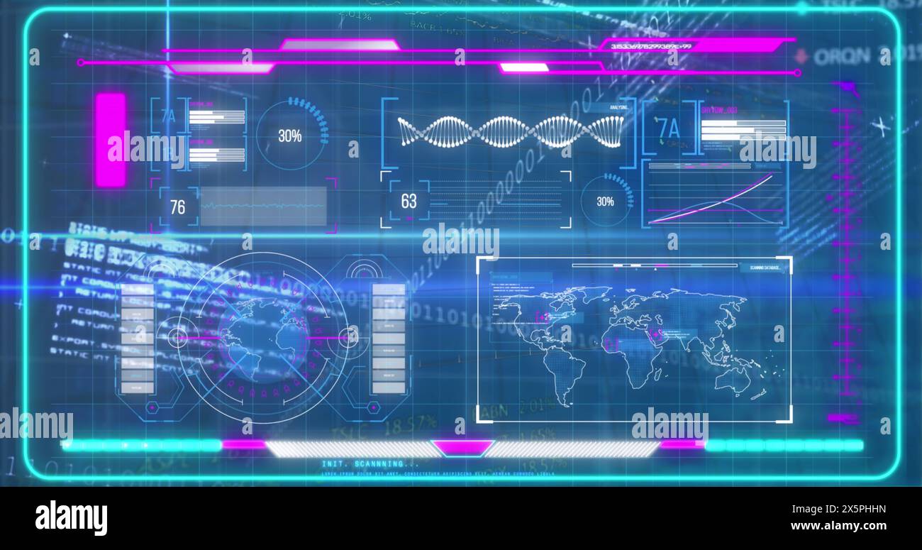 Image of scientific data processing and binary coding Stock Photo