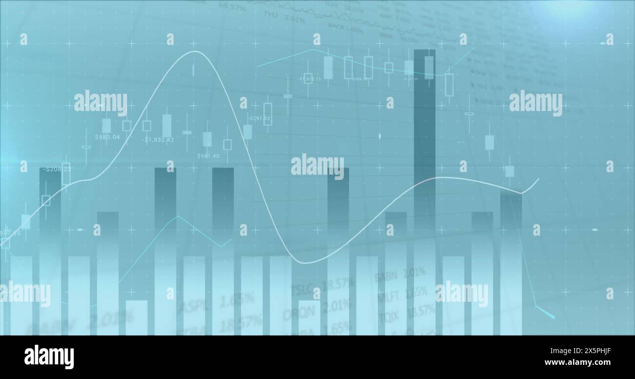 Image of data processing over statistics Stock Photo