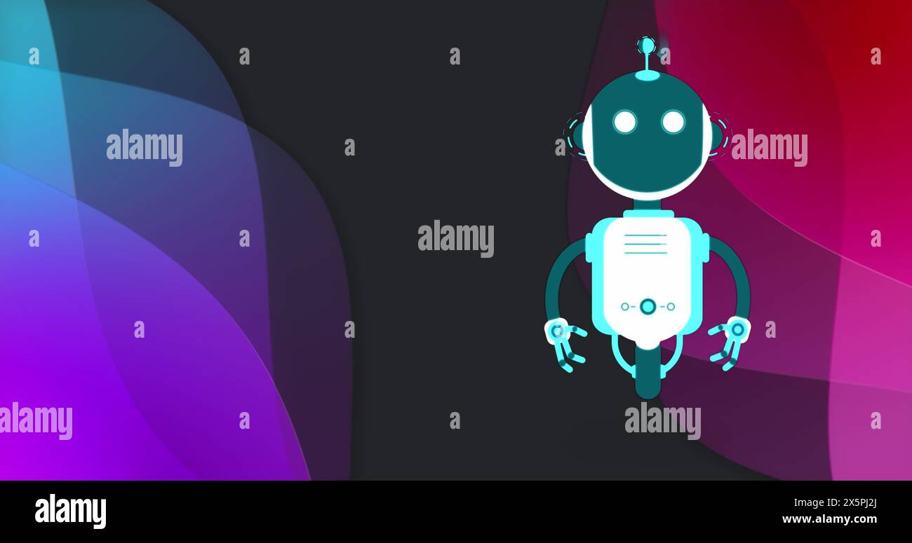 Image of ai chat bot over spots of light on black background Stock ...
