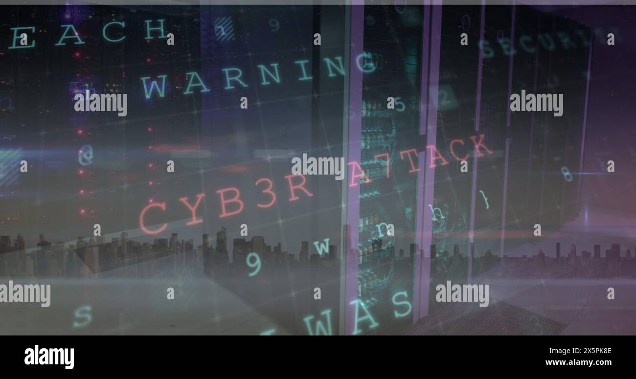 Image of data processing over cityscape Stock Photo