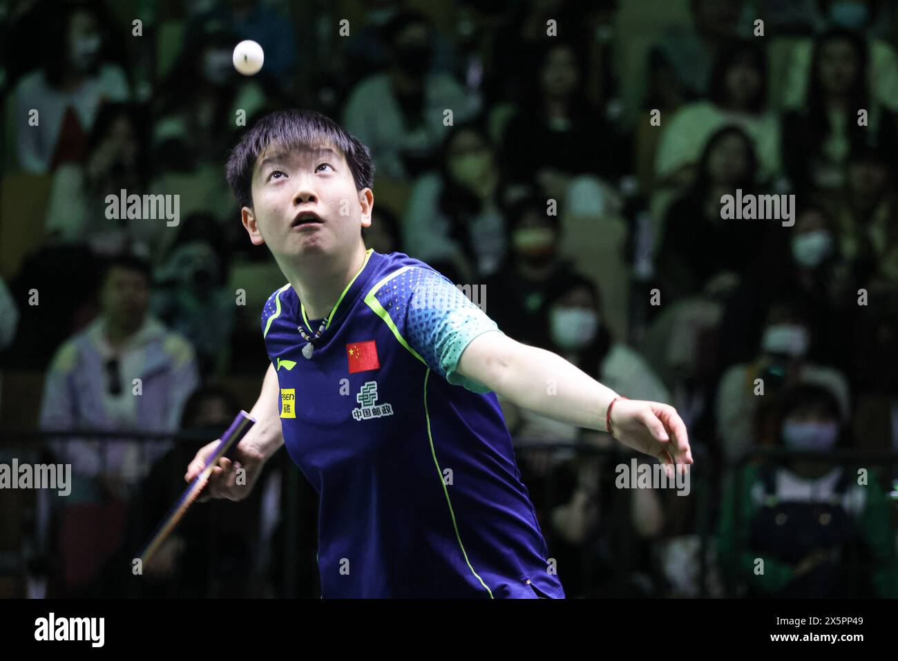 Jeddah, Saudi Arabia. 10th May, 2025. Sun Yingsha of China serves