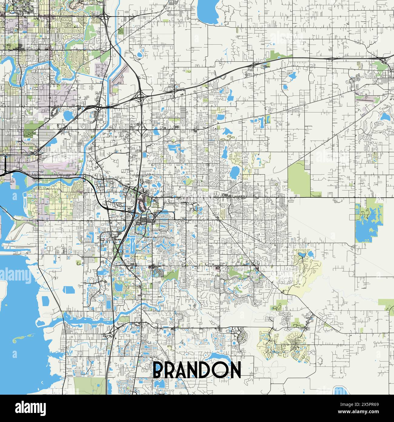 Brandon Florida USA map poster - Brandon Florida Usa Map Poster Art 2X5PR69 
