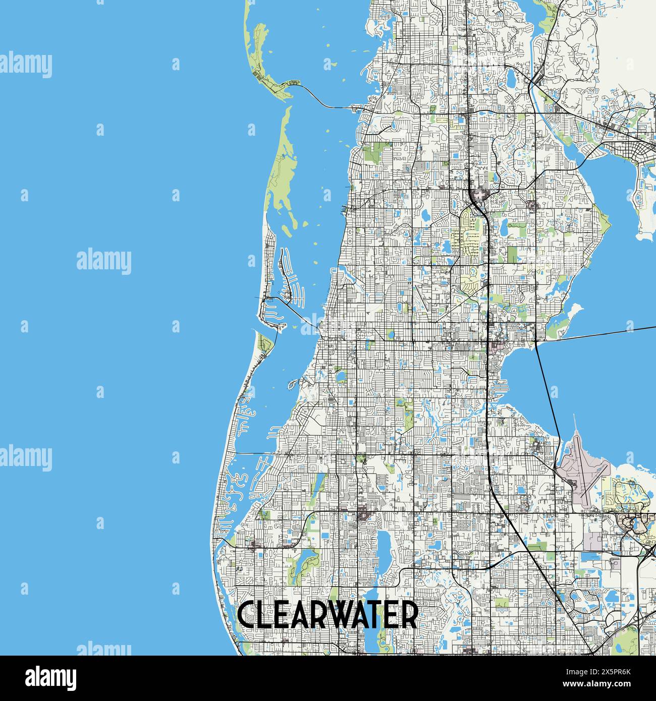 Clearwater vector map hi res stock - Clearwater Florida Usa Map Poster Art 2X5PR6K 