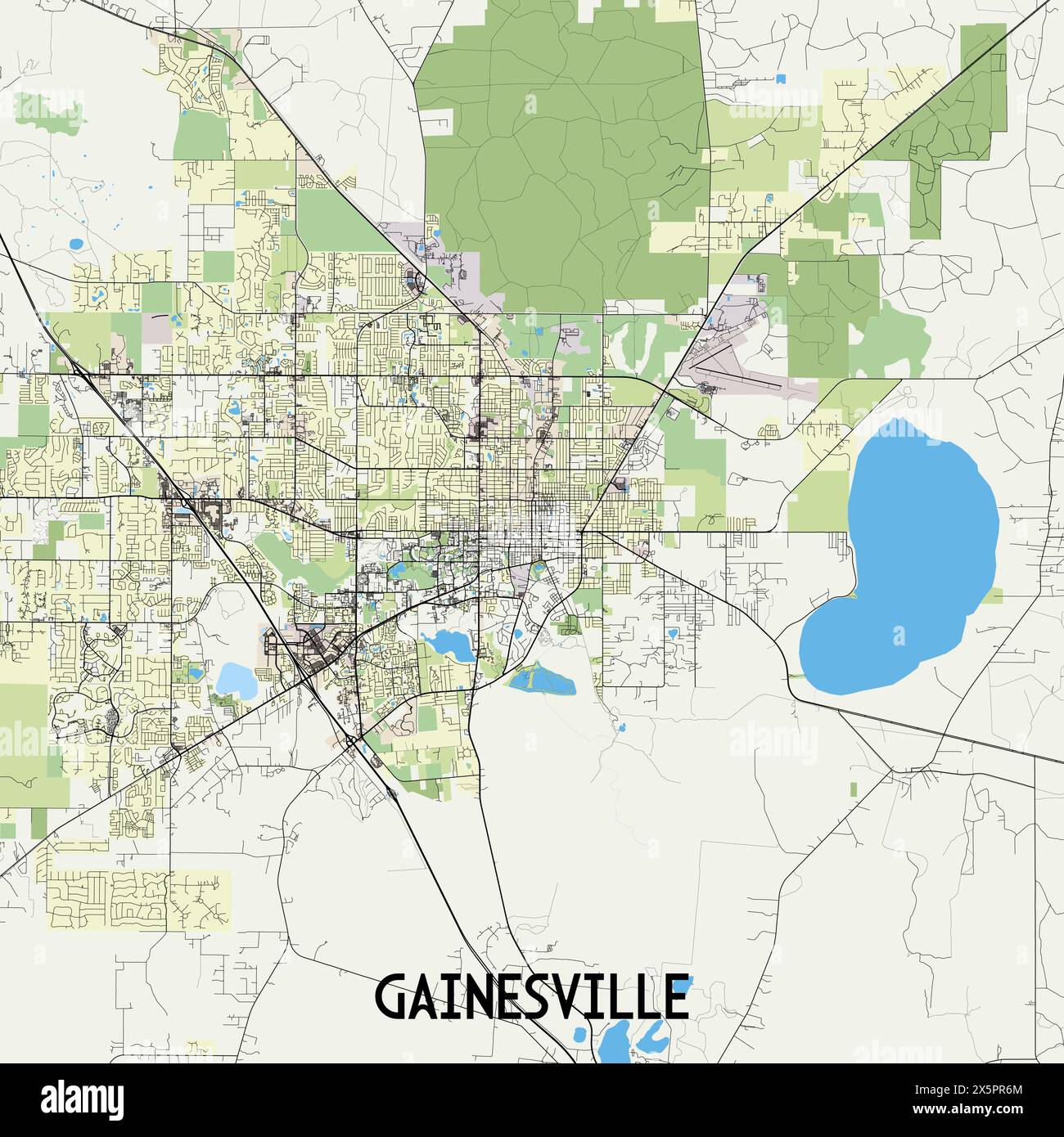 Vintage florida travel poster hi res - Gainesville Florida Usa Map Poster Art 2X5PR6M 