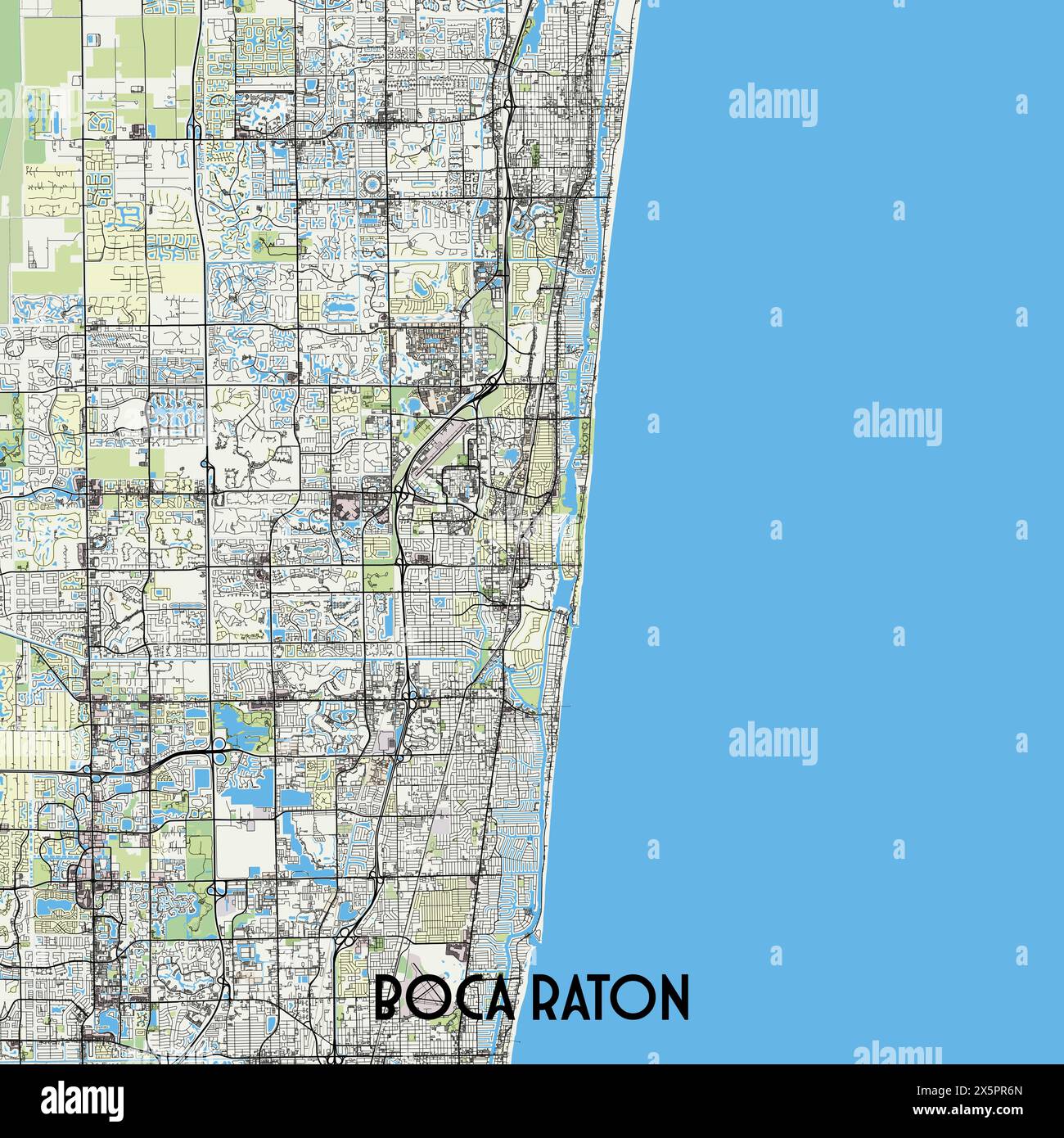 Raton map hi res stock photography - Boca Raton Florida Usa Map Poster Art 2X5PR6N 