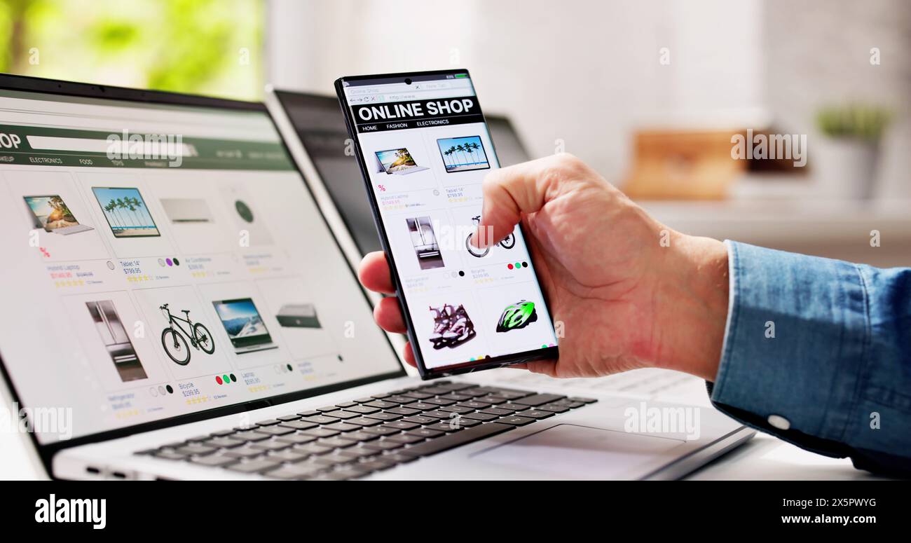 Online Ecommerce Website Store Shopping On Laptop Stock Photo