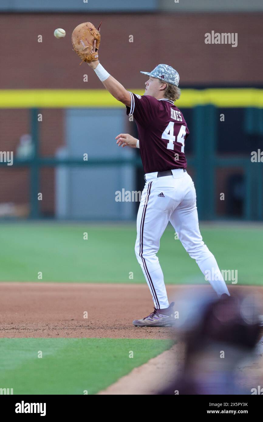 Hunter Richey May 10, 2024: Hunter Hines #44 Mississippi State first baseman raises ...