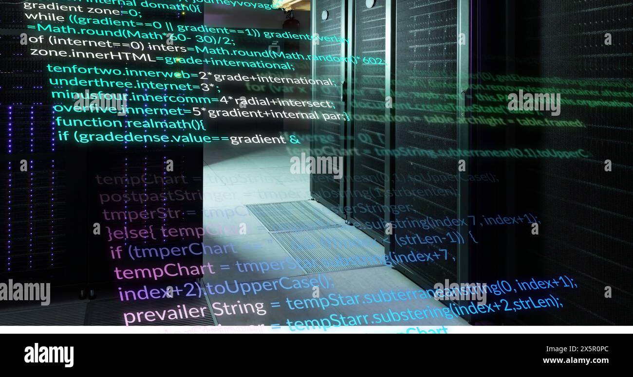 Image of data processing against computer server room Stock Photo - Alamy