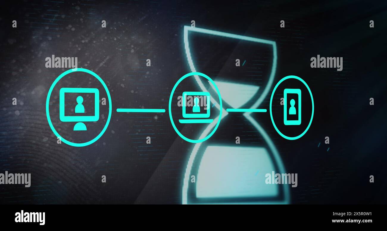 Image of data processing over hourglass Stock Photo - Alamy