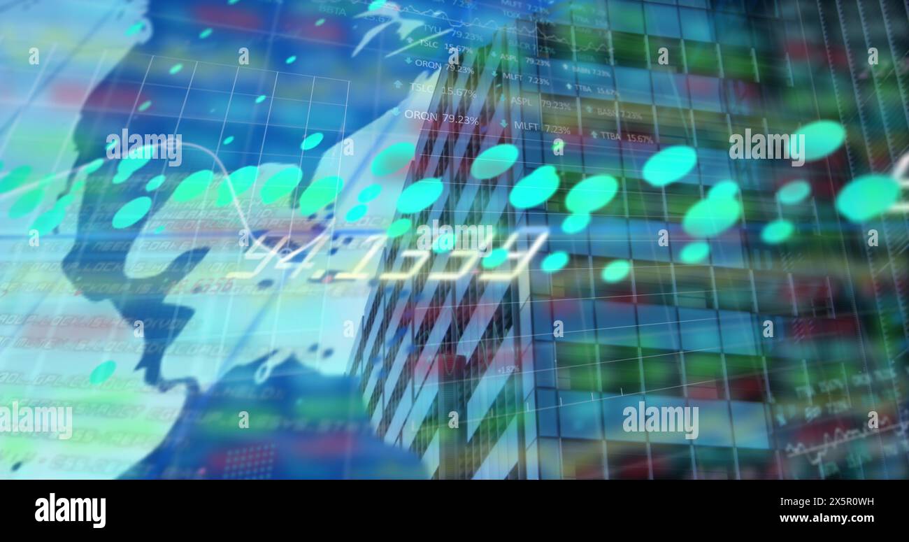 Animation global map financial - Image Of Financial Data Over Buildings And World Map 2X5R0WH