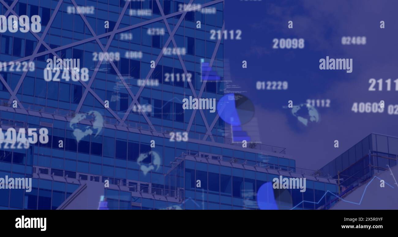 Image of data processing over landscape Stock Photo