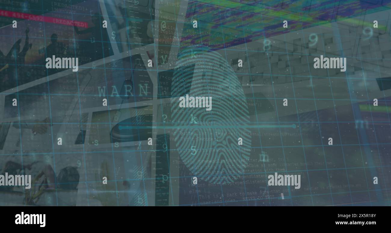 Image of data processing over blue background Stock Photo