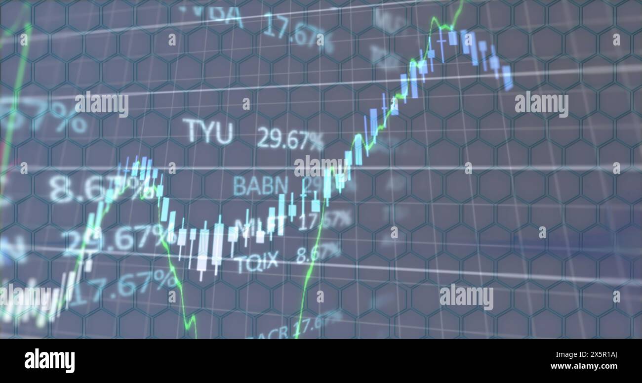 Image of financial data processing over statistics Stock Photo