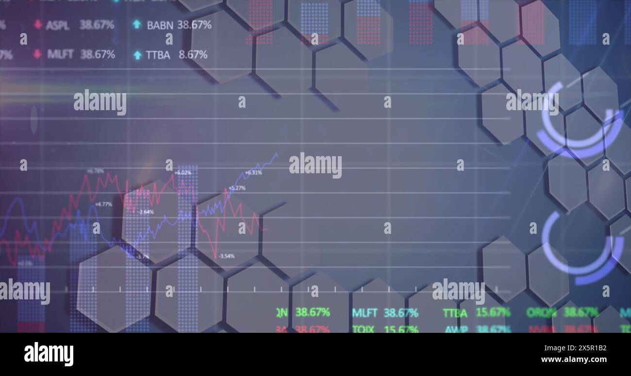 Image of data processing over dark background Stock Photo
