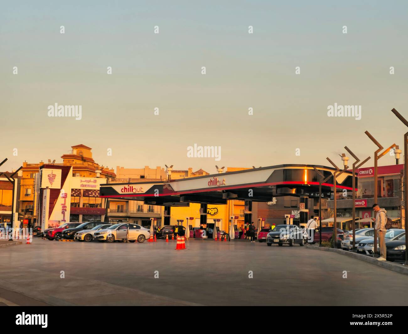 Cairo, Egypt, March 23 2024: Chillout gas and oil station, a petrol gas station in new Cairo Egypt with stores and restaurants inside the station, and Stock Photo