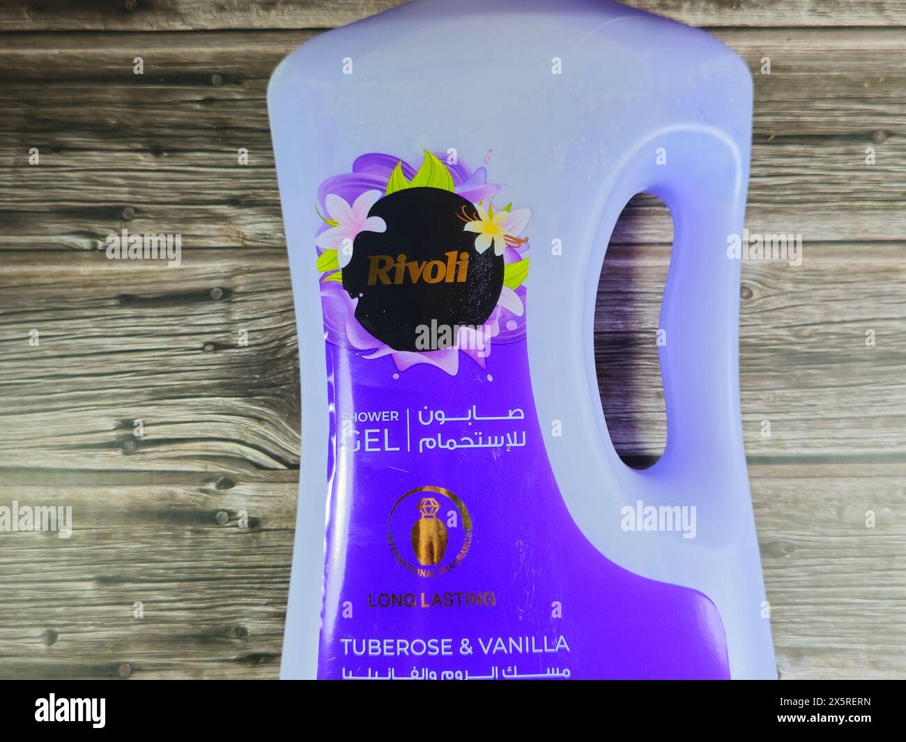 Cairo, Egypt, April 30 2024: Rivoli shower gel tuberose and vanilla ...