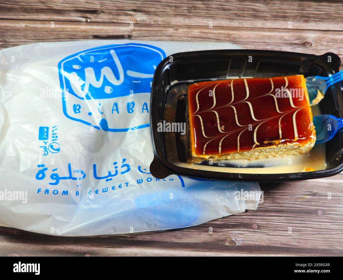 Cairo, Egypt, April 16 2024 Ashtota from B.Laban, tres leches cake