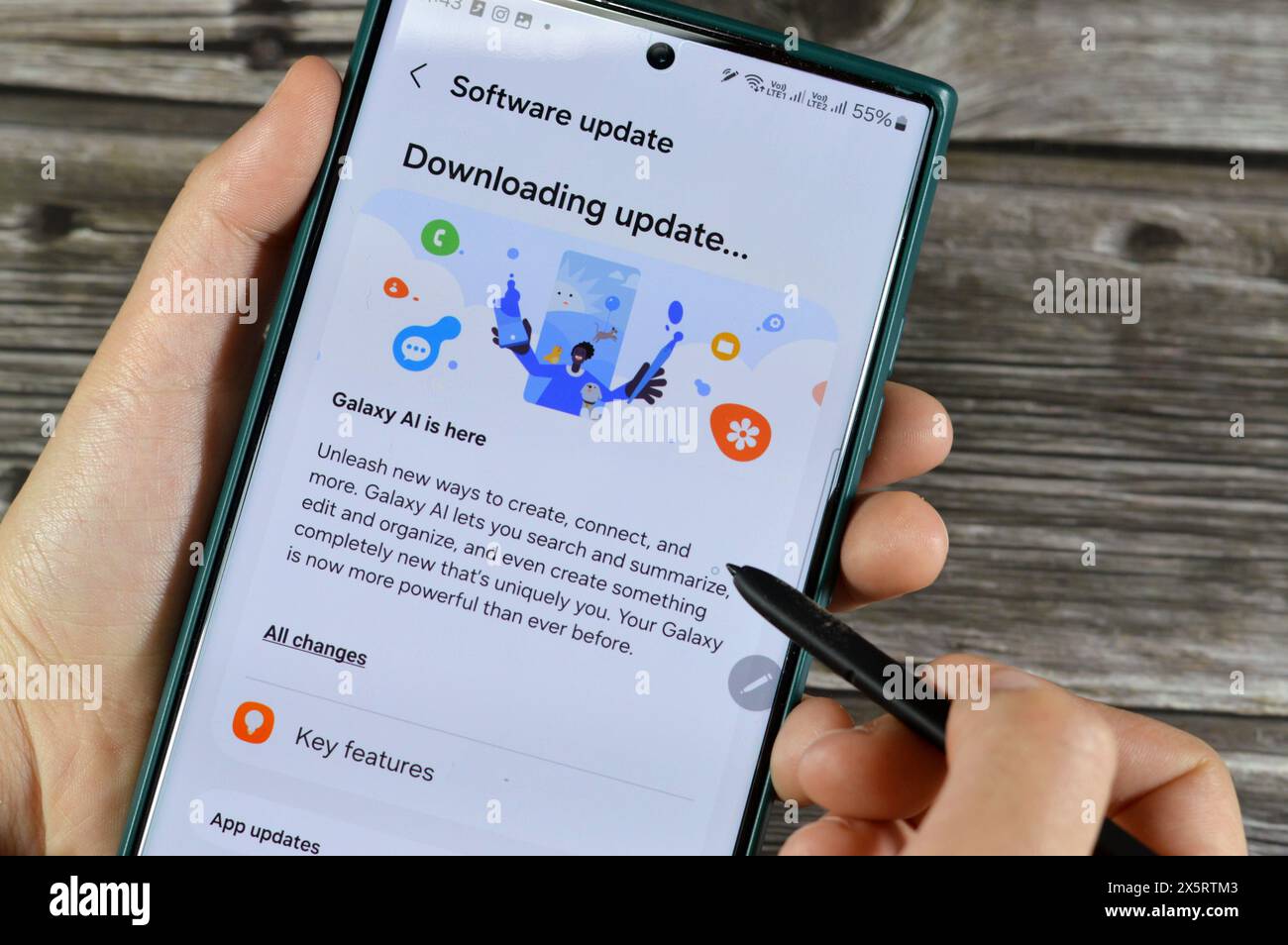 Cellular Version Update Cairo, Egypt, April 1 2024: Samsung software update for Samsung ...